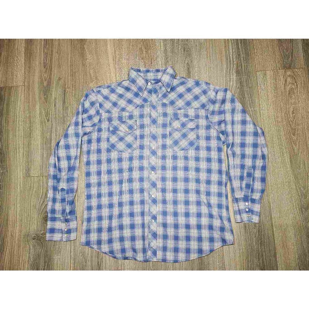 Wrangler Wrancher Men's L button up blue western